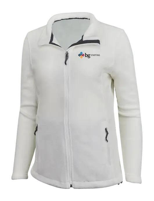 Womens White Fleece Jacket w/BG Staffing Logo