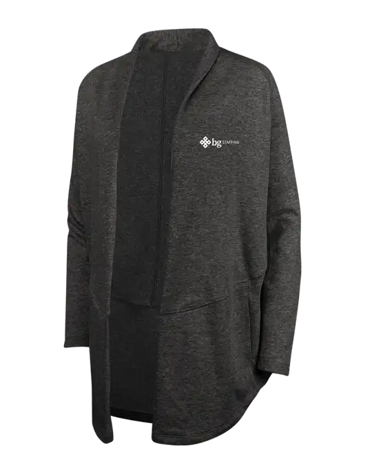 Charcoal Heather/ Medium Heather Grey Womens Interlock Cardigan w/BG Staffing Logo