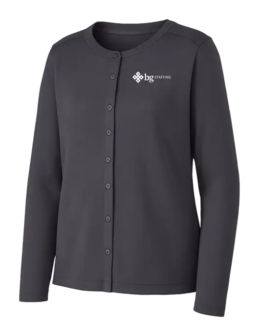 Grey Smoke Womens Concept Stretch Button-Front Cardigan Sweater w/BG Staffing Logo