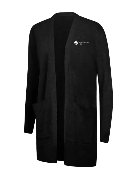 Mercer+Mettle Womens Black Open Front Cardigan Sweater w/BG Staffing Logo