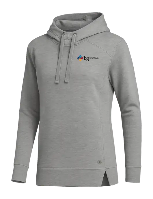OGIO Heather Grey Womens Luuma Pullover Fleece Hoodie w/BG Staffing Logo