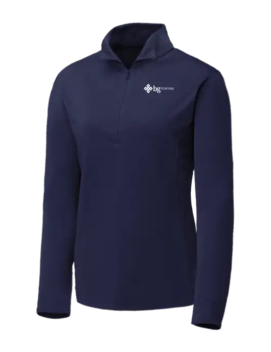 Navy Womens Posicharge Competitor ¼ Zip Pullover w/BG Staffing Logo