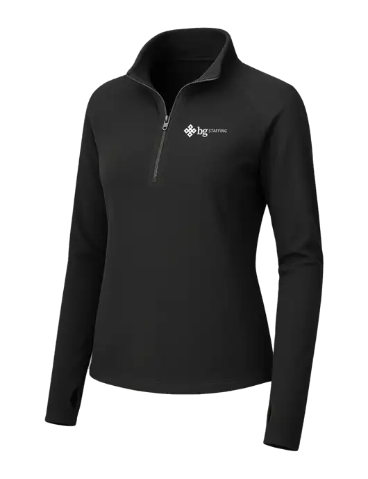 Womens Black Microfleece 1/2 Zip Pullover w/BG Staffing Logo