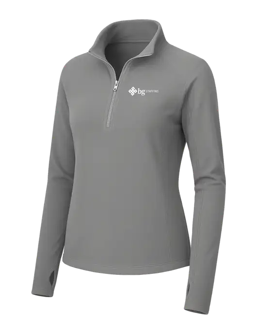 Womens Medium Grey Microfleece 1/2 Zip Pullover w/BG Staffing Logo