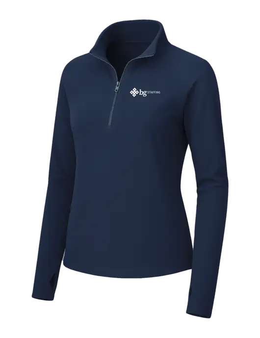 Womens Navy Microfleece 1/2 Zip Pullover w/BG Staffing Logo