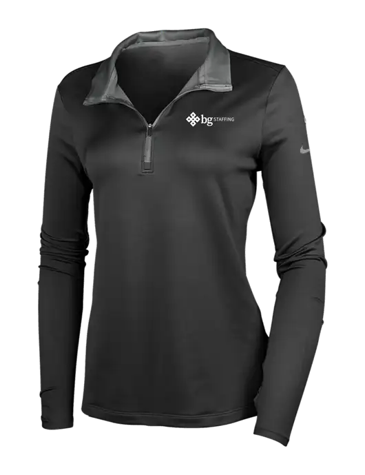 NIKE Black/Dark Grey Womens Dry-Fit Stretch 1/2 Zip Cover-Up w/BG Staffing Logo