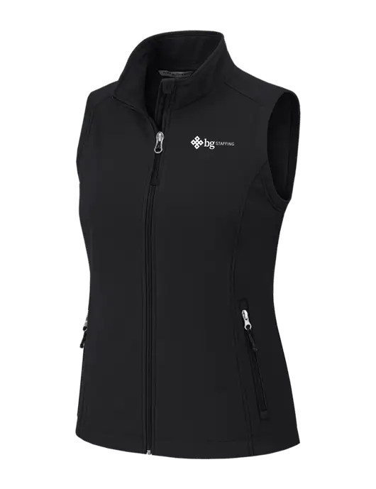 Black Womens Core Soft Shell Vest w/BG Staffing Logo