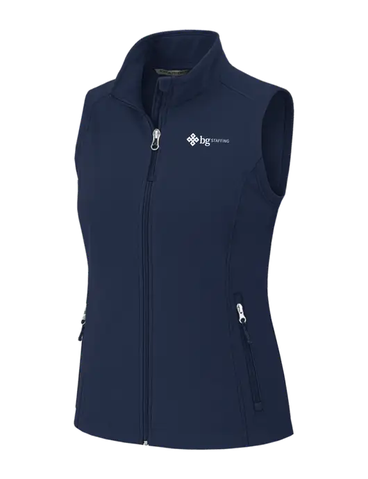 Navy Womens Core Soft Shell Vest w/BG Staffing Logo