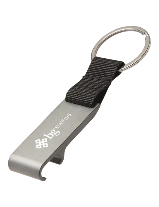 Gunmetal Bottle Opener & Key Ring w/BG Staffing Logo