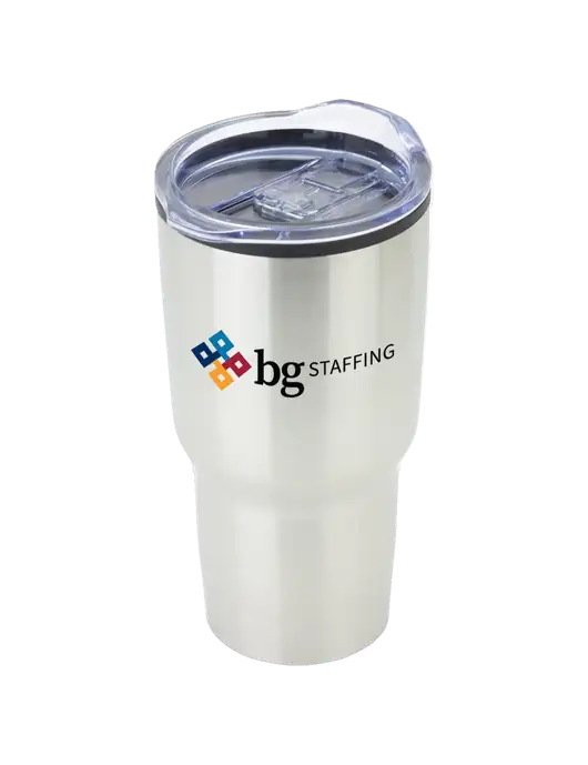 Odyssey Silver 30 oz Travel Tumbler w/BG Staffing Logo