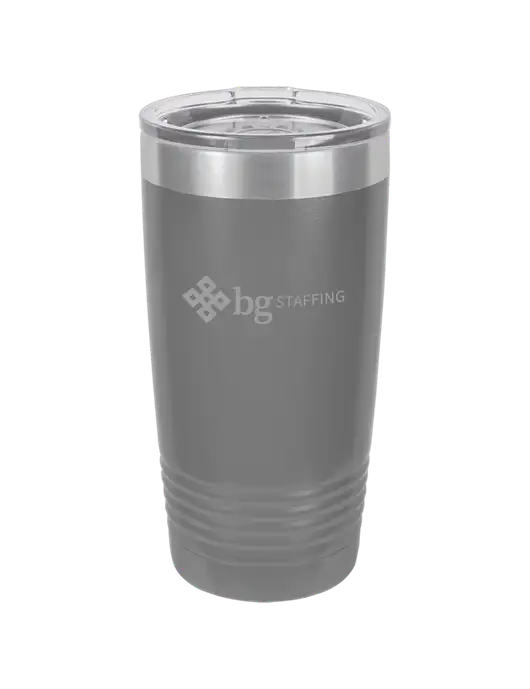 Polar Camel 20 oz Powder Coated Grey Vacuum Insulated Tumbler  w/BG Staffing Logo