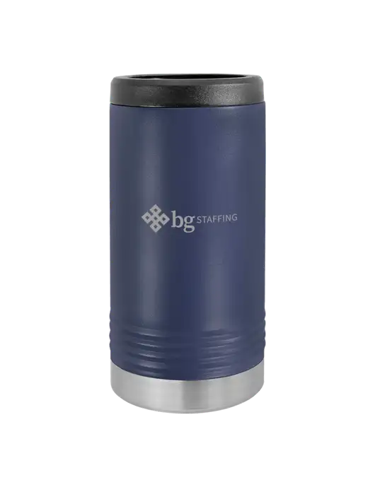 Polar Camel Powder Coated Navy Vacuum Insulated Slim Beverage Holder w/BG Staffing Logo