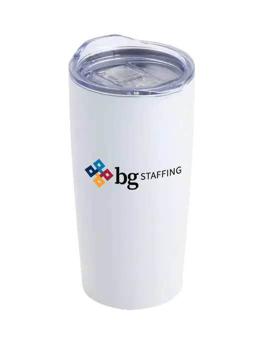 Society White 20 oz Insulated Tumbler w/BG Staffing Logo