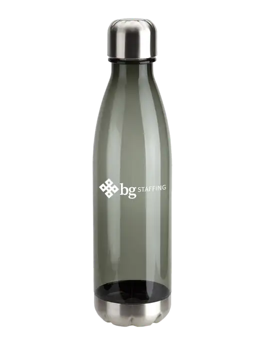 Bayside Tritan Smoke 25 oz Bottle with Stainless Base and Cap w/BG Staffing Logo