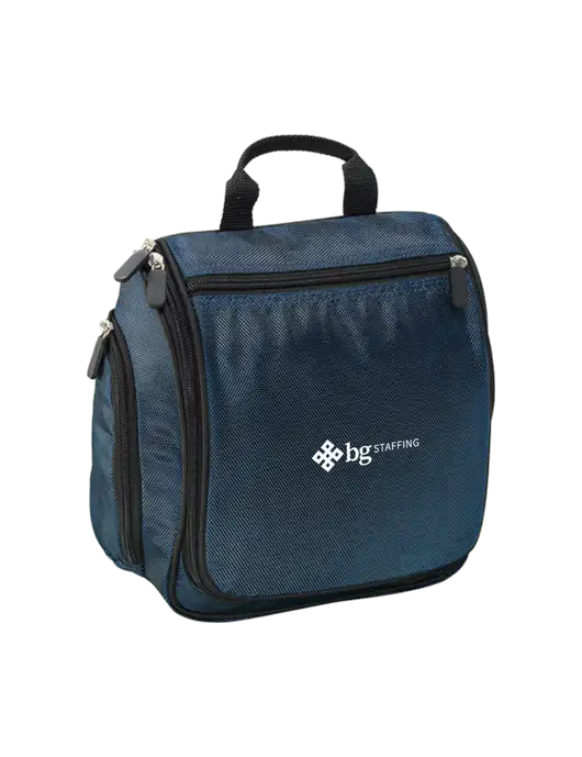 Hanging Dark Steel Blue Toiletry Kit w/BG Staffing Logo