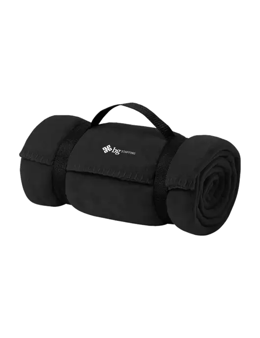 Casual Black Fleece Blanket With Strap w/BG Staffing Logo