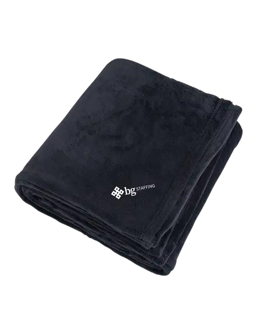 Mountain Lodge Black Blanket w/BG Staffing Logo