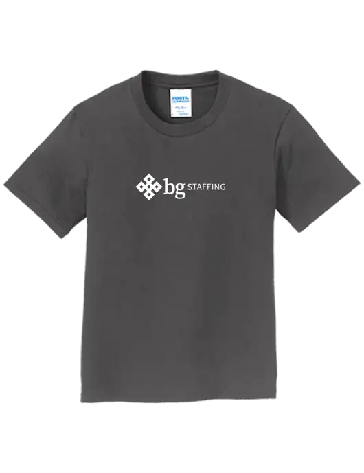 Youth Ring Spun Charcoal 4.5 oz T-Shirt w/BG Staffing Logo