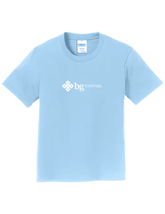 Youth Ring Spun Light Blue 4.5 oz T-Shirt w/BG Staffing Logo