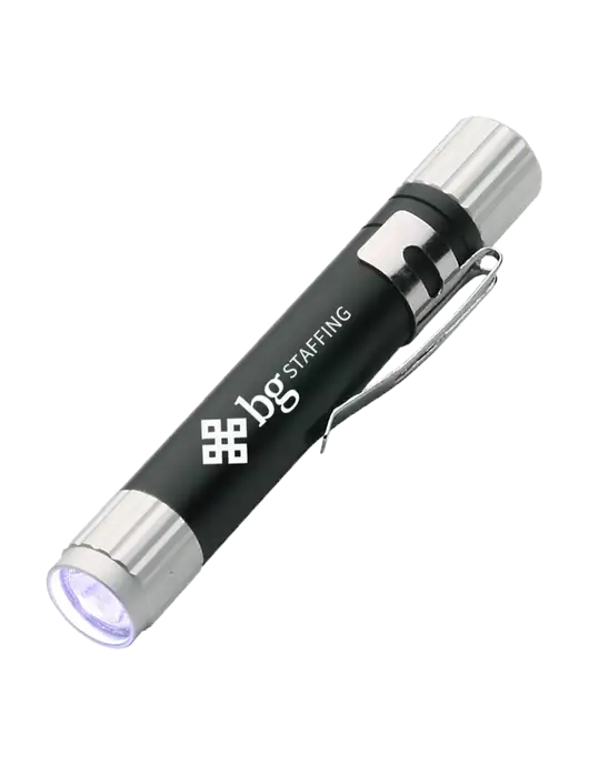 Black Aluminum LED Penlight w/BG Staffing Logo