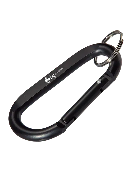 Black Carabiner & Key Ring w/BG Staffing Logo